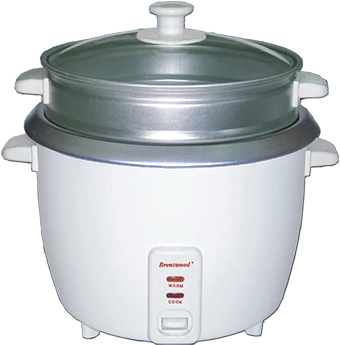Brentwood 5 Cup Rice Cooker/Non-Stick with Steamer in White