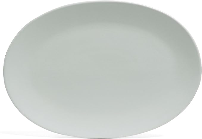 over&ampback Coupe Stoneware Serving Platter - Elegant 1-Piece Oval Serving Platter to Complete Your Kitchen Set - 16.4 x 11.5 - Semi-Matte Fog Blue