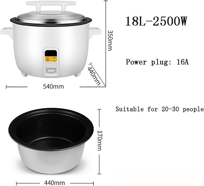 Rice Cooker Large Capacity 8L-23L Canteen Hotel Commercial Hotel Home Old-fashioned Large Rice Cooker for 4-40 People(18L)