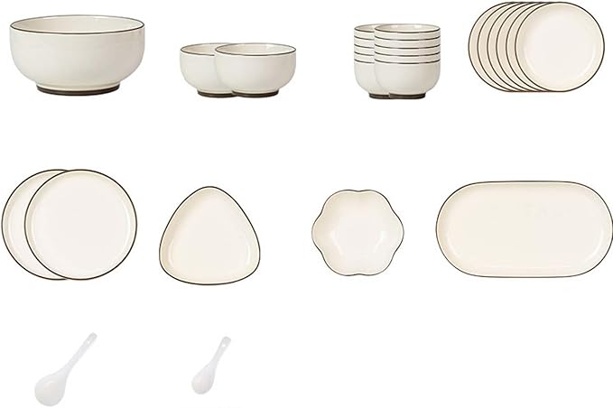 Porcelain Dinnerware Set Plates Bowls Cups Dishes Tableware Combination Everyday Use Dinner Plates Soup Bowls Salad Plates Elegant Style Microwave Dishwasher Oven Safe