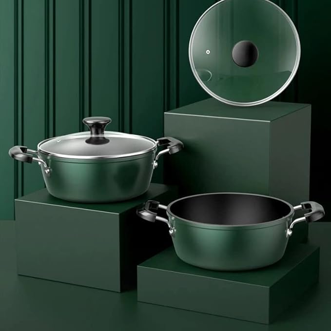 JSEIAJB Soup Pots Large non Stick Soup Pots Glass lid Kitchen Cookware Set(26CM)
