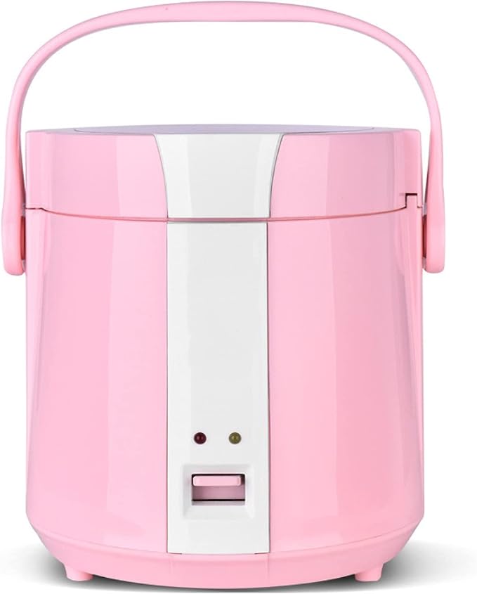 Small Rice Cooker with Steamer- Mini Rice Cookers 1.2L Make Rice and Steam Healthy Food and Vegetables for 1-2 People (Pink)