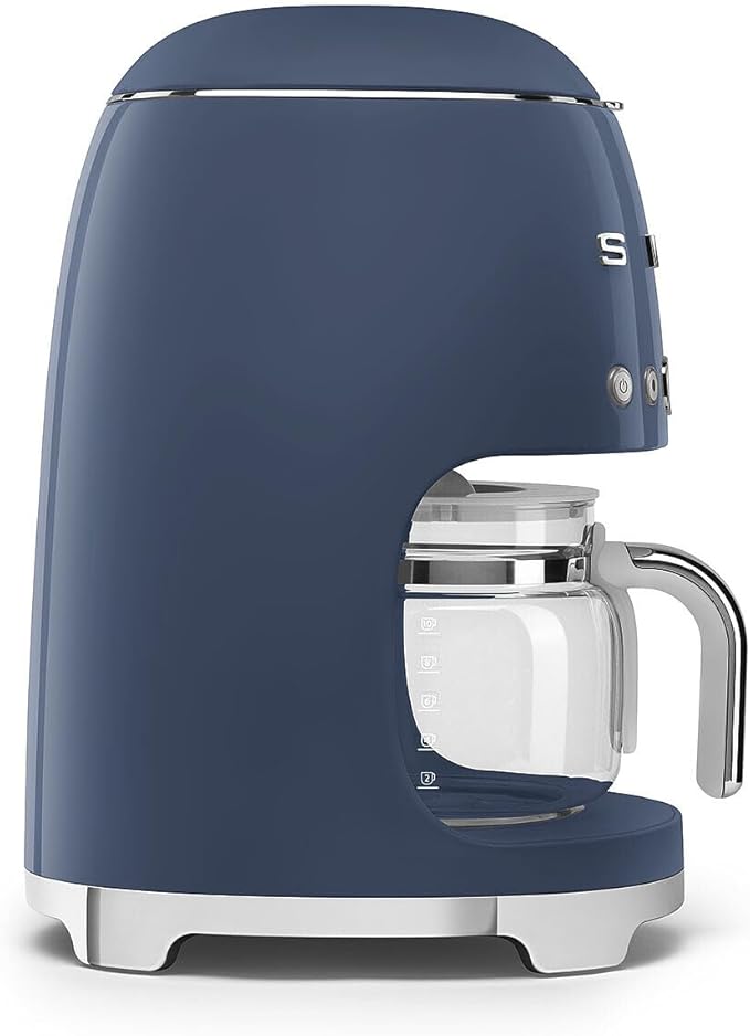 Smeg DCF02NBEU Filter Coffee Maker Aroma and Autostart Function Glass Jug Up to 12 Cups 2 Levels of Intensity Keep Warm Mode 1050 W Blue Navy