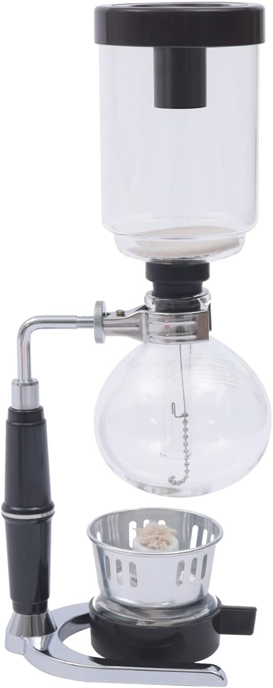 Glass Siphon Coffee Maker 360ml Tabletop Glass Siphon Pot Glass Syphon Coffee Maker 3 Cups for Coffee Shop|Bar|Home Use Black