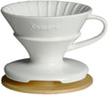 Pour Over Coffee Dripper Set V Shape #2 Ceramic Dripper + Dripping Tray (wood tray)