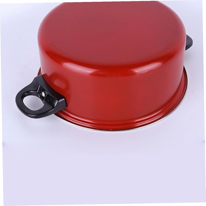 STOBAZA 3pcs Nonstick Frying Pan Soup Pot Milk Pan Set Red Multifunctional Kitchen Cookware Cooking Tool for Home Daily Use