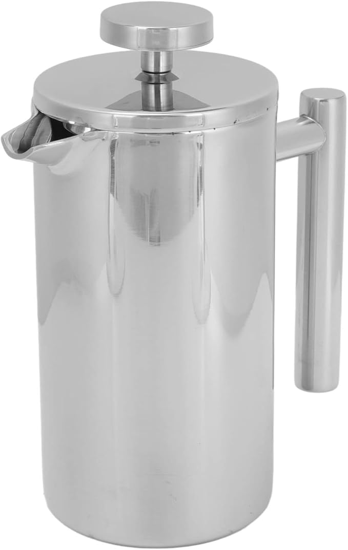Stainless Steel French Press Coffee Maker Double Layer Insulated Coffee Pot Portable for Home Office Travel