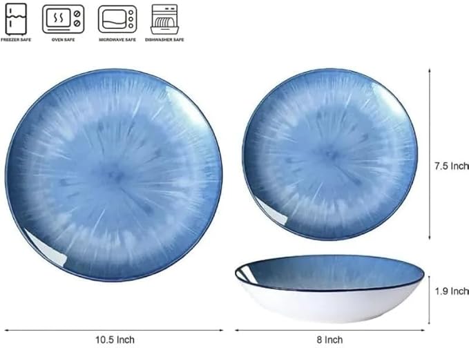 12 Piece Round Kitchen Dinnerware Set Plates and Bowls Sets Dishes Dinner Salad Dessert Cereal