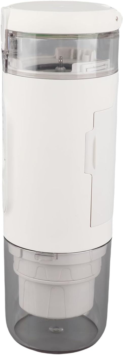 Akozon Portable Electric Coffee - Cordless Mini Traveler Maker with 2-IN-1 Coffee Capsule &amp Powder Bin 18Bar Pump Pressure 2500mAh Battery (White)