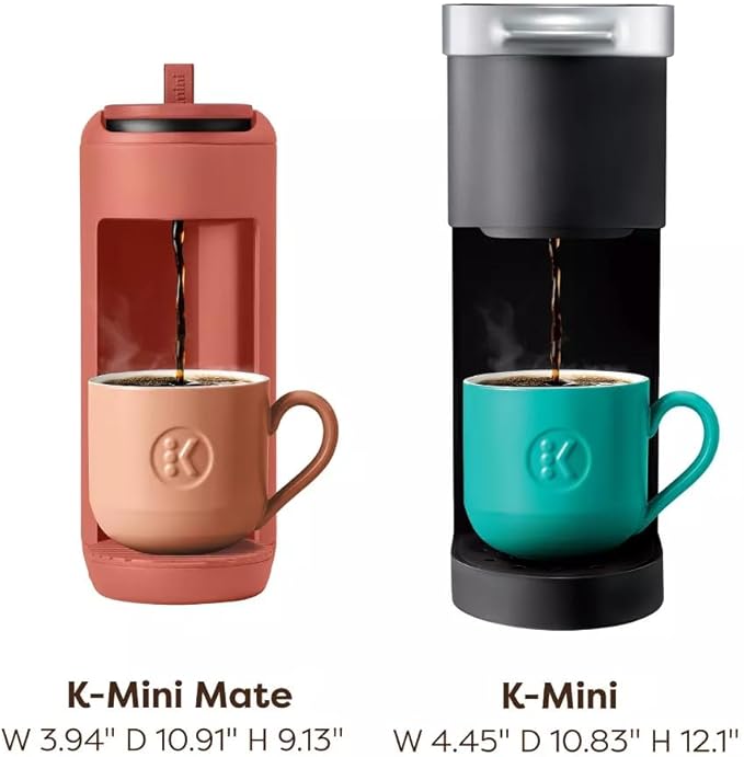 KeurigK K-Mini Mate Single-Serve KCup Pod Coffee Maker – Compact 4 Wide Brewer – 12oz Reservoir – Travel Mug Compatible – Modern Design – Electric – Ideal for Small Spaces (Red Rocks)