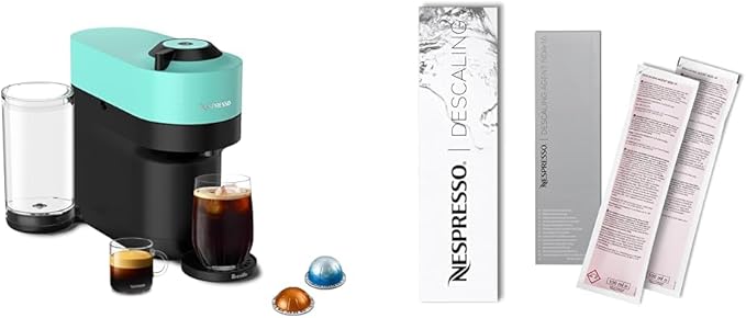 Nespresso Vertuo Pop+ Coffee and Espresso Maker by Breville Aqua Mint Descaling Kit