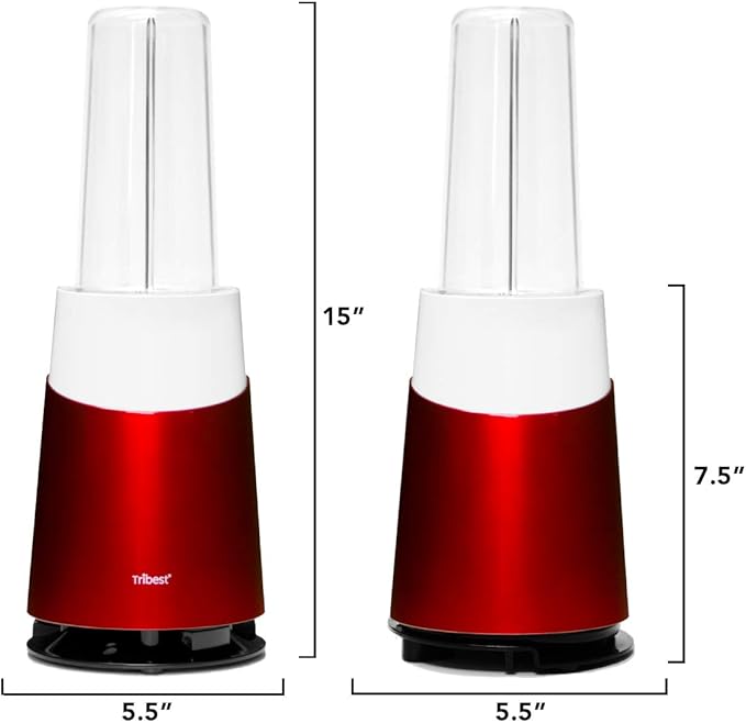 Tribest Personal Blender II Small Portable Blender for Shakes and Smoothies with BPA-Free Cups Red