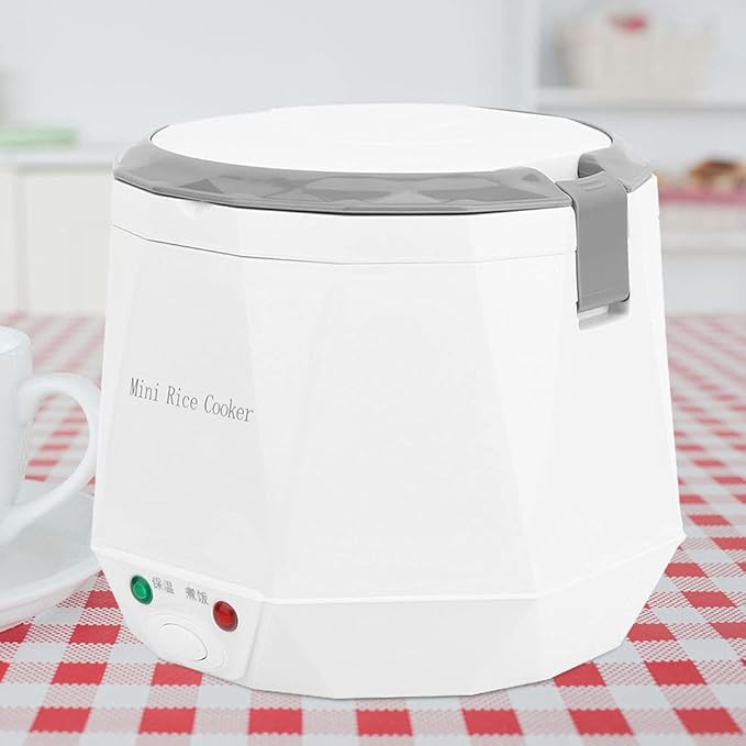 1.6L Electric Rice Cooker 12V Rice Steamer Electric Rice Maker Multi-Function Car Rice Cooker with Small Steaming Plate for Cooking and Keeping Warm