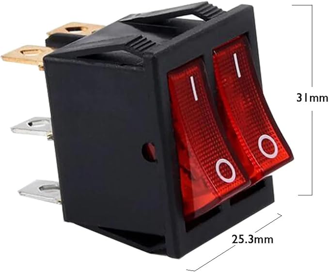 KCD8-212N Rocker Switch Dual 2 Gears 6 Feet Rice/Hot Pot Electric Baking Pan Electric Heater Oil Heater with Light Power Switch(Double Green)