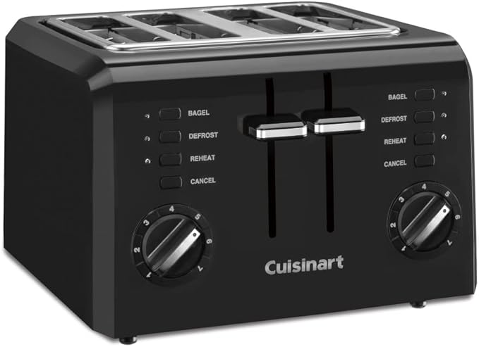 Cuisinart Coffee Maker 12 Cup Programmable Drip with Carafe Stainless Steel DCC-3400P1 &amp CPT-142BK 4-Slice Compact Plastic Toaster Black
