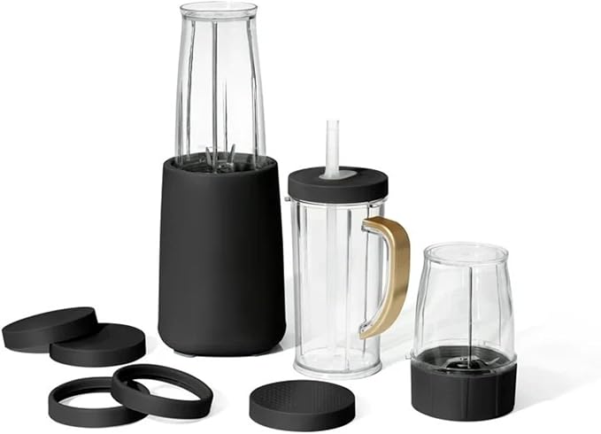 Personal Blender 12-Piece Set 240W Power BPA-Free Dishwasher Safe with Travel Cup and Grinding Blade (Black Sesame)