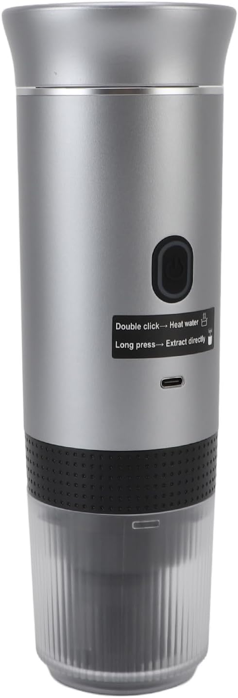 Walfront Portable Coffee Maker 304 Stainless Steel Fast Heating Cordless Design Ideal for Camping and Office Use 120ml Capacity