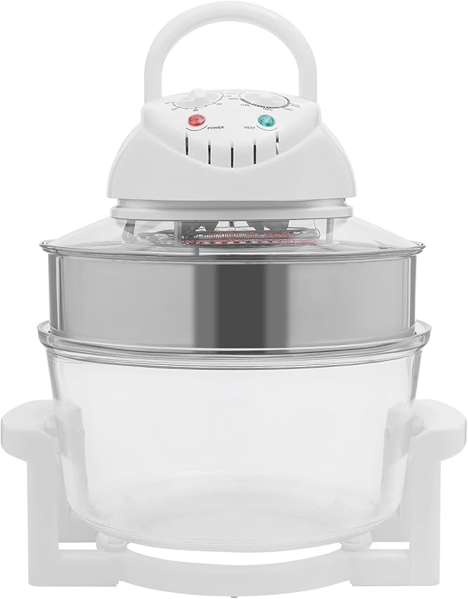 17L/17.96Qt Turbo Electric Glass Air Fryer w/ 2 Grill Electric Turbo Convection Oven Roaste 360° Viewable Airy Fryer with Expansion Ring Multifunction Oilless Halogen Oven