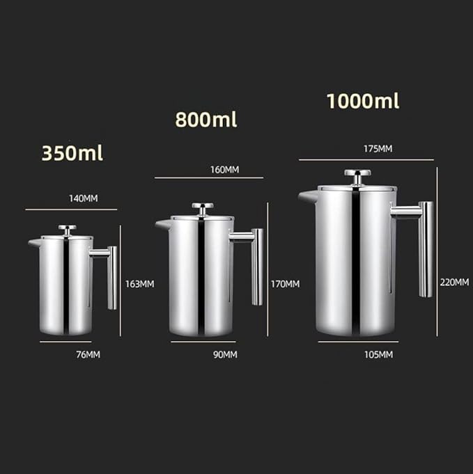 Stainless Steel French Press Coffee Maker 800 ml Double Wall Metal Insulation Coffee Press &ampTea Brewer Easy Clean And Easy Press Strong Quality Coffee Press (Size : 350ml)