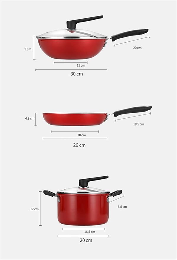 Cookware SetKitchen Frying Pan Soup Pot Woks SetConvenient WashingCompatible with All Kinds of Stovetops