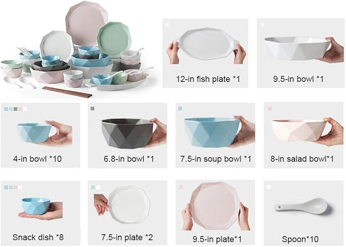 Ceramics Dinnerware Set with 36 PiecesBowl/Dish/Spoon|Dinner SetsGeometric Cut Pattern Porcelain Combination Set