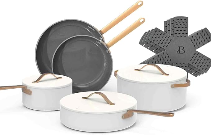 12pc Ceramic Non-Stick Cookware Set (White Icing)