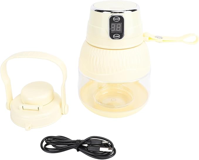 Portable Juicer Cup Cordless Multifunctional Electric Blender High Speed Motor 600ml Capacity for Home School Office Plastic Material (Light Yellow)
