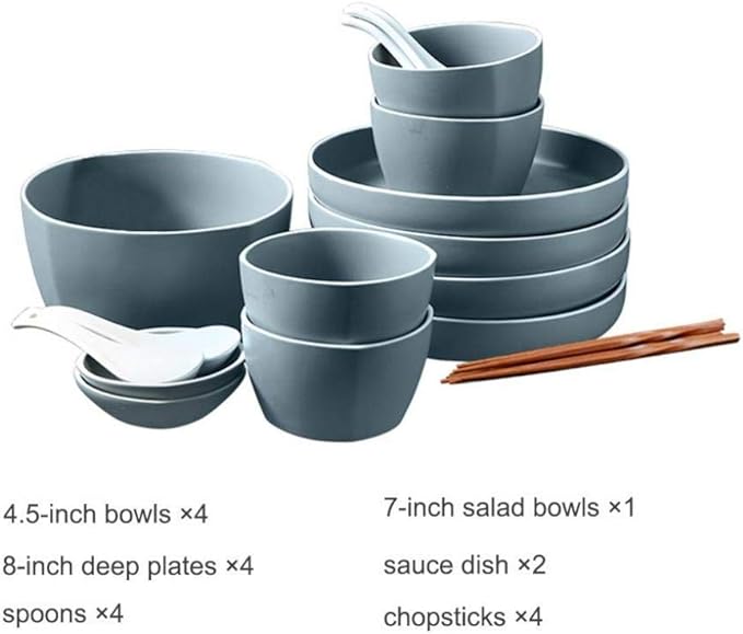 Modern Matte Glaze Porcelain Dinnerware Sets Ceramic Dinner Plates Dessert Plates Cereals Bowls for Daily Life Family Party and Restaurant Service for 8Service for 4(19pcs)