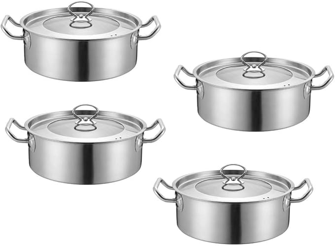Cookware Set4-Piece Stainless Steel Pot &amp Pan SetsInduction Safe Saucepan Casserole Casserole Pan with Glass LidSuitable for Gas Induction Cooker Cookware