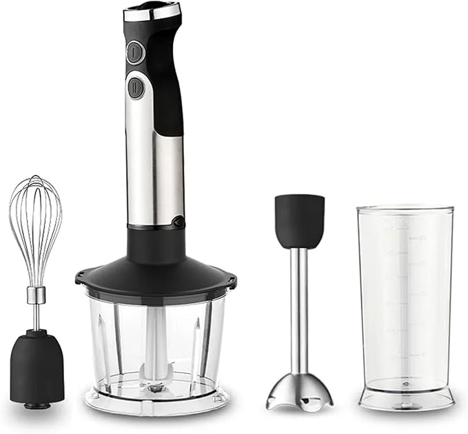 1200W 4-in-1 Hand Immersion Blender Multifunction Stainless Steel Stick Food Mixer with EU Plug
