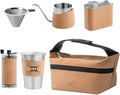 Pour Over Coffee Maker Set for Outdoor Camping Travel ALL in 1 Portable Stainless Steel Coffee Kits with Manual Coffee Grinder Gooseneck Kettle Cup Bean Pot