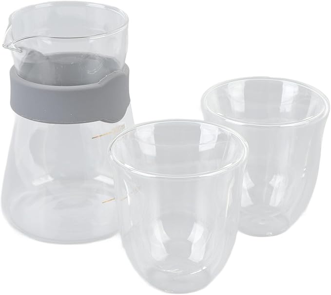 ZJchao Pour Over Coffee Maker Glass High Borosilicate Heatproof Coldproof Coffeemaker Set with Scale for Home Coffee Shop Office Durable Transparent Gold Markings 300ML