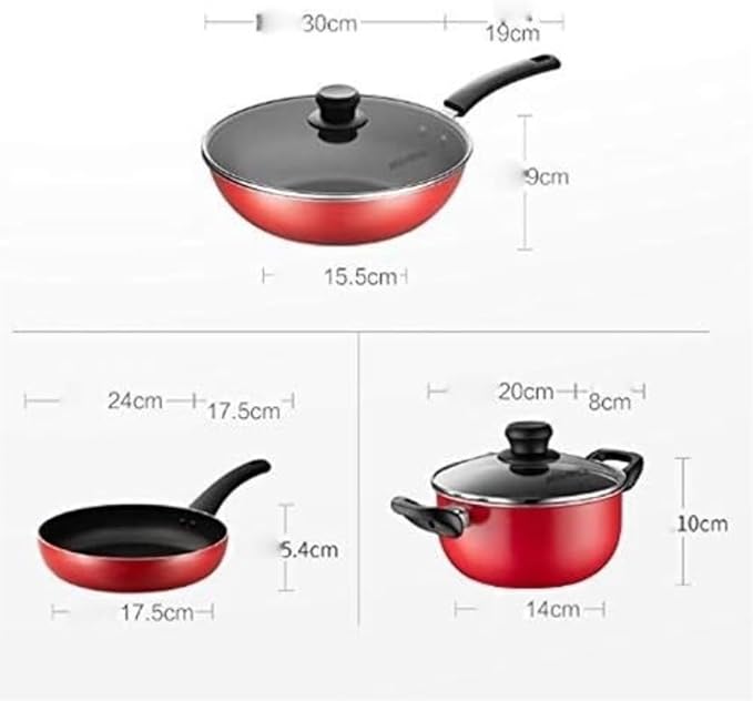 RUVOO Cookware Set Pots and Pans 3 Pcs Stainless Steel Pot Soup Pot Cooking Cookware Non Stick Pan Cooker Kitchen Supplies Kitchen Cooking Set