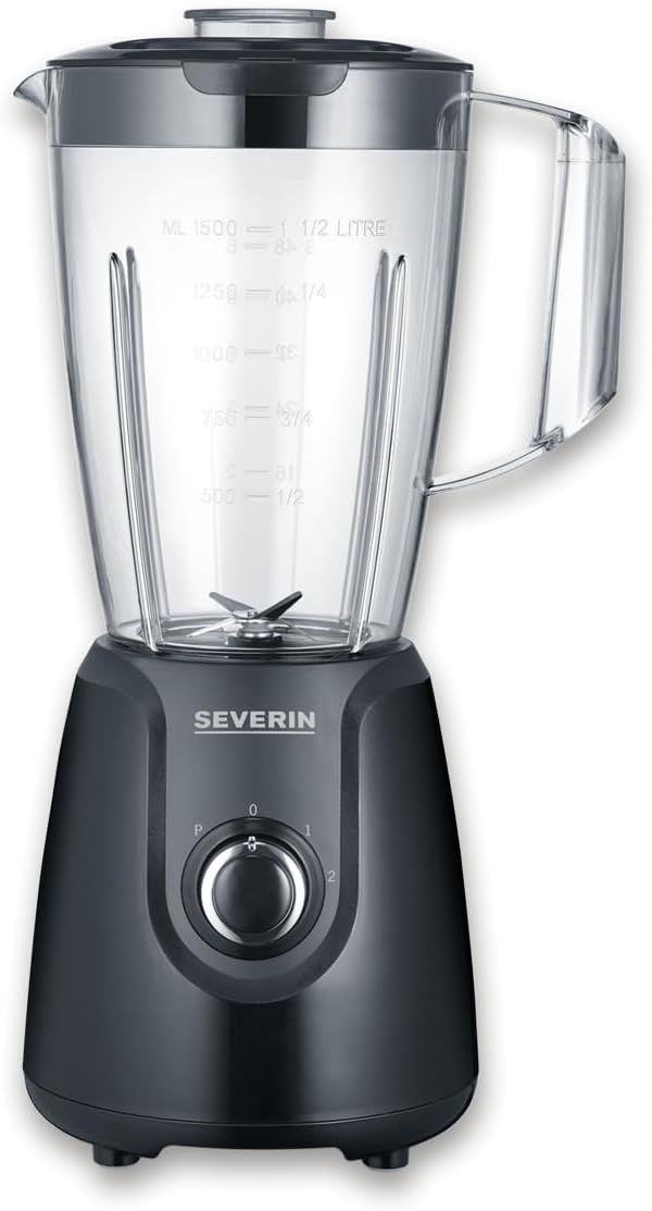 Severin Stand Mixer with 1.5 L Tritan Mixing Cup 2 Speed Mixer with Pulse Function Stainless Steel Knife 600 W Black SM 3707