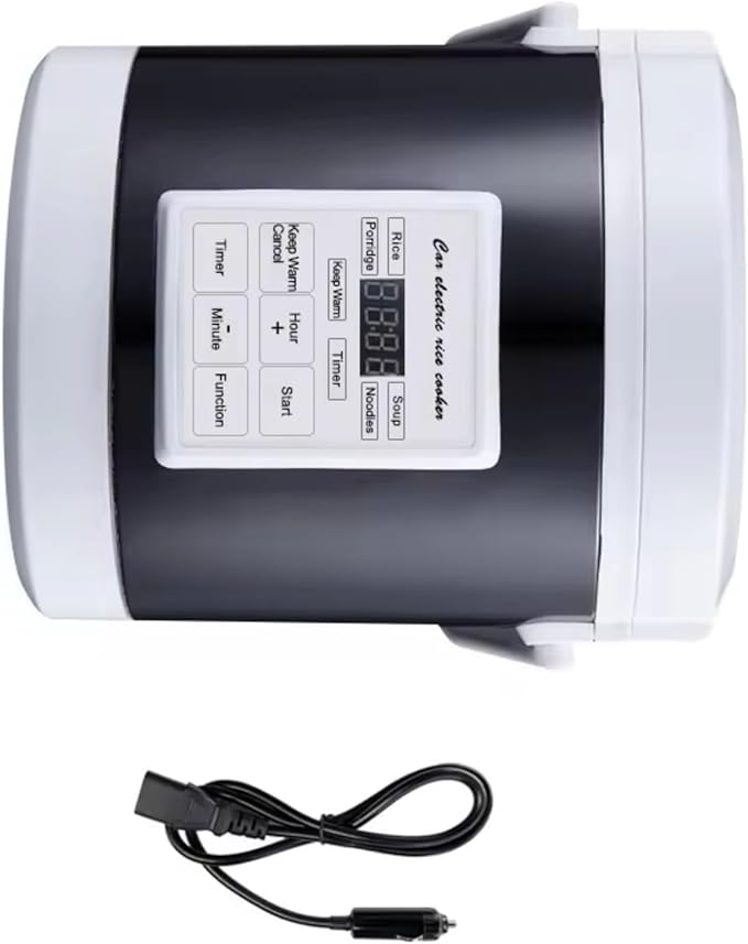 Travel Friendly 12V/24V Rice Cooker Heating Lunch Box Meal Heater Warmer 1.6L Capacity Metal Texture for Car and Homes Car and Home Use Rice Cooker