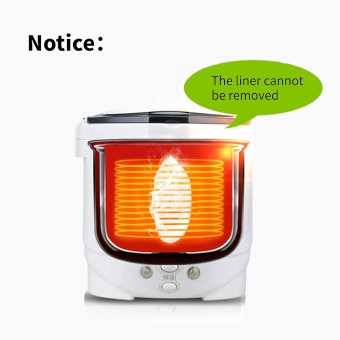 1L Mini Rice Cooker 12V Electric Lunch Box Multifunctional Portable Non Stick Pot White for Car Travel Camping