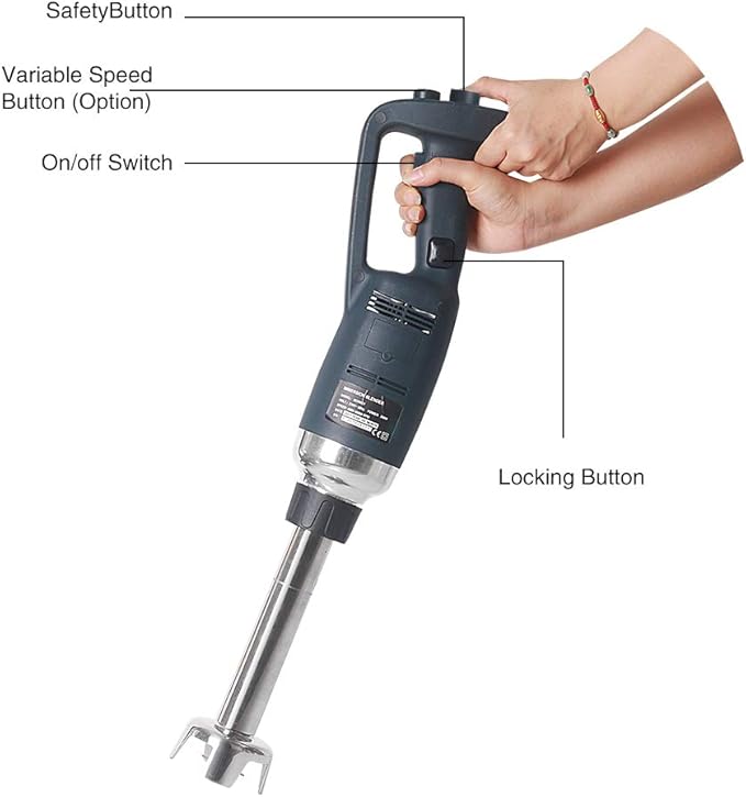 500W Commercial Hand Blender with 500mm Stick- Variable Speed Heavy Duty Electric Stick Blender - with Locking and Button