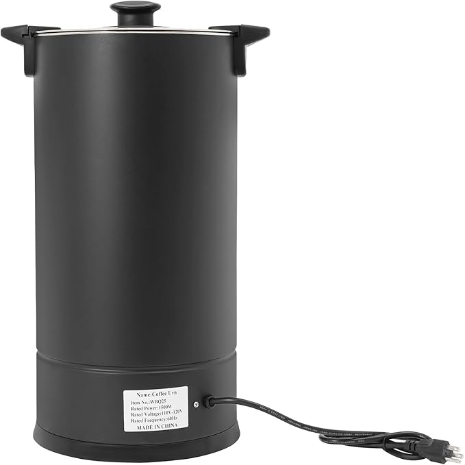 Commercial Electric Coffee Pot 25L/6.6Gal Coffee Percolator with Filter and Water Collecting Tray Quick Brew Hot Beverage Dispenser Coffee Maker Hot Water Urn 1500W 110V-120V (Black)