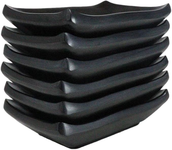 Ebros Gift Contemporary Ridged Matte Black Melamine Series Dinnerware Serveware Kitchenware Set Japanese Chinese Restaurant Supply (Pack Of 6 Rectangular Condiment Sauce Dish 2oz)