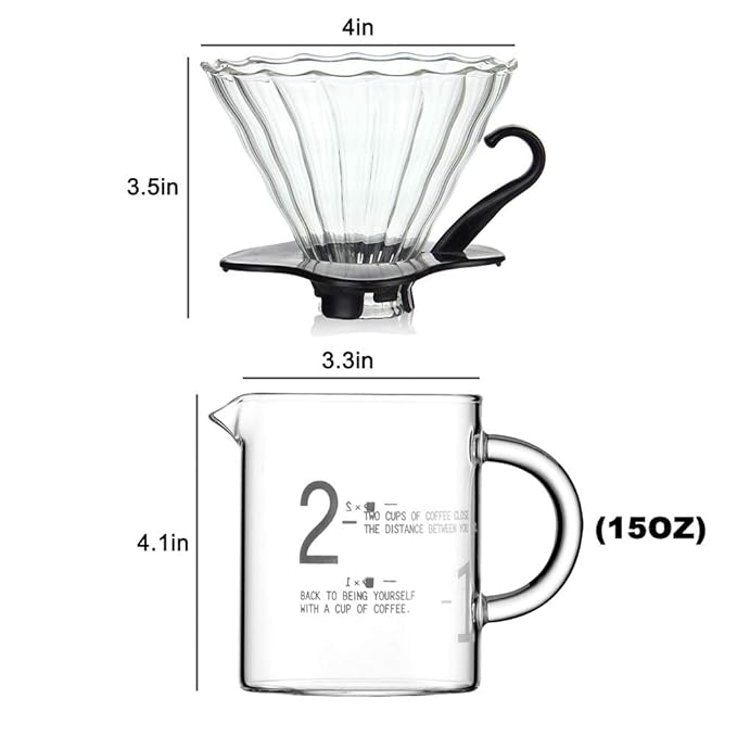 DUEBEL Cold Brew Coffee Maker Glass Jar with Handle Glass Pitcher with Removable Stainless Steel Filter 1.7L (47.5OZ) (K12)