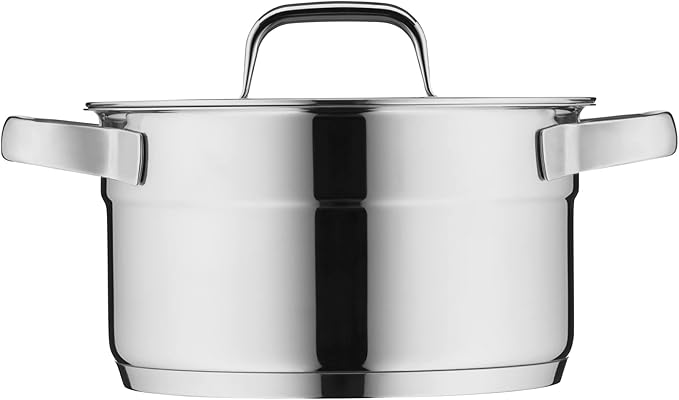 WMF Compact Cuisine 5-Piece Induction Saucepan Set with Glass Lid Polished Cromargan Stainless Steel Induction Pots Set Uncoated Inner Scale