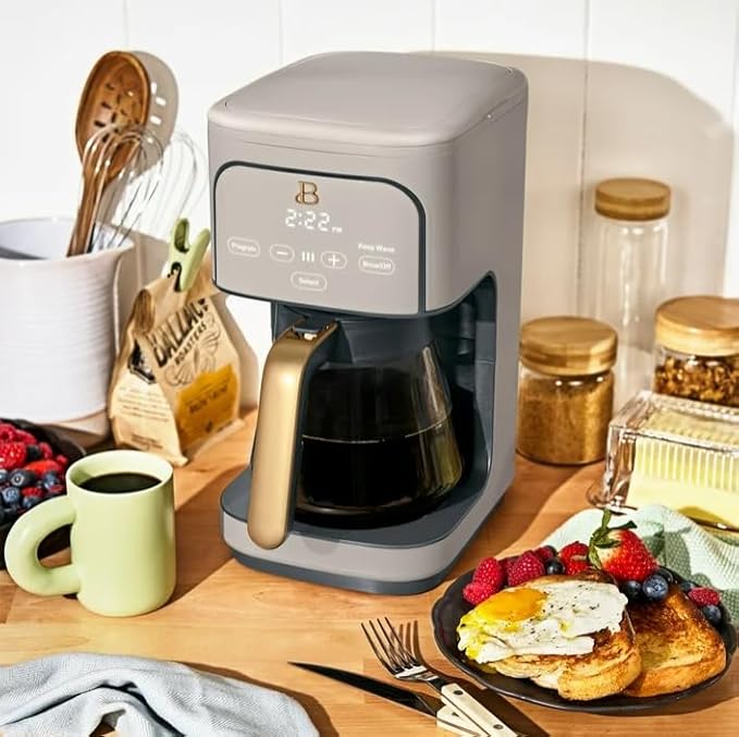 Beauti Coffee Maker 12 cup Programmable Brewing Versatility Advanced Programming 1200 W Keep Warm mode (Porcini Taupe)