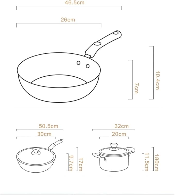 Cookware 3 Piece Cookware Set Household Pot Wok Frying Soup Nonstick Kitchen Pot Set Combination Pot Pot Pot Soup Pot (Color : A Size A