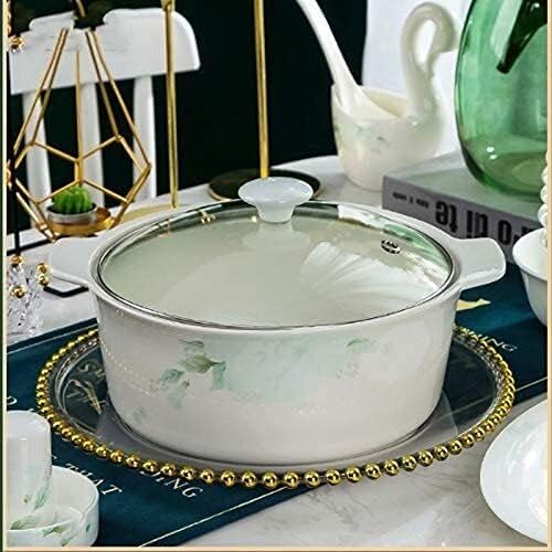 Ceramics Dinner Set Kitchen and Dining Service Durable Kitchen Dinnerware Set Dinner Salad Appitizer Dessert Plate Bowls Best for Indoor and Outdoor Party Creativity Villa Table Decor (56pcs One Size)