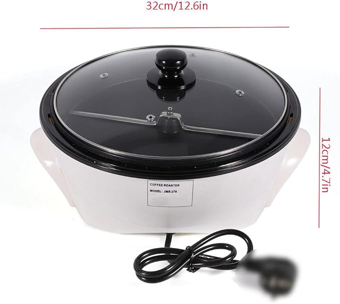 1.5KG 800W Electric Coffee Roaster Household Electric Coffee Bean Roasting Machine Temperature Control Non-Stick Coffee Baker for Cafes Home 110V White