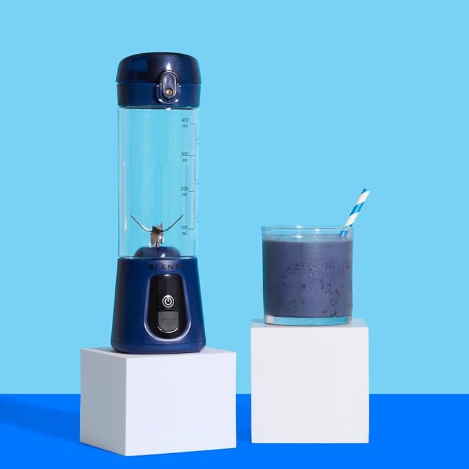 BLENDi Pro+ Portable Blender (17.5oz Navy Blue) – Powerful Ice Crushing 120W Motor USB-C Rechargeable Cordless Personal Blender Smoothies &amp Shakes – BPA-Free Self-Cleaning Travel-Friendly