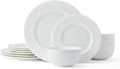 Mikasa Miles Bone China Lightweight Chip Resistant 12 Piece Dinnerware Set Service for 4 White