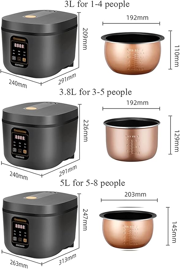 Household Electric Rice Cooker With Steamer Non-Stick Inner Pot Intelligent Insulation Make Rice Steam Healthy Food Vegetables For 1-8 People(3.8L)
