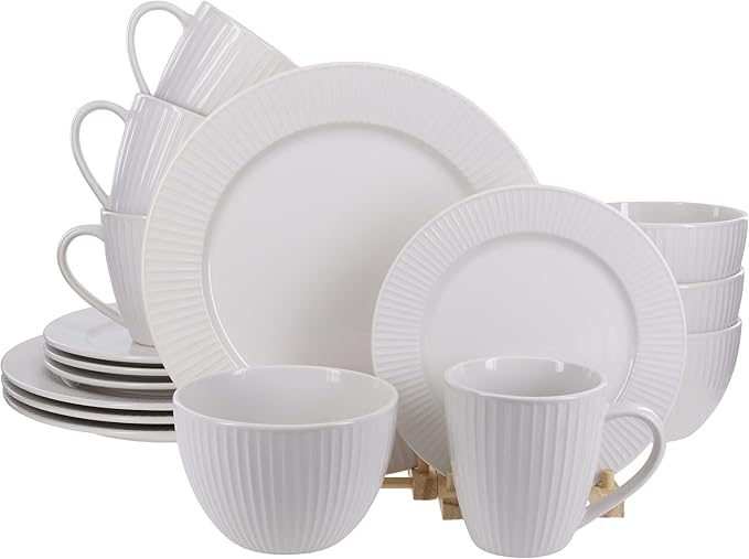 BIA Cordon Bleu Stoneware Sunray 16-Piece Dinnerware Set Cream