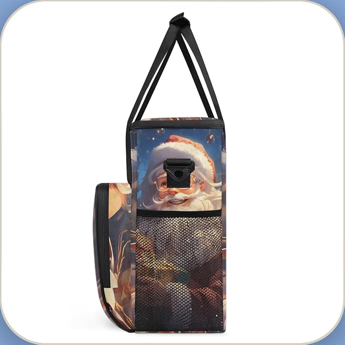 Colorful Santa Claus Coffee Maker Carrying Bag Cartoon Santa Claus Travel Storage Bag Compatible with K-Mini or K-Mini Plus Single Serve Coffee Brewer Carrying Case with Pockets &amp Shoulder Strap